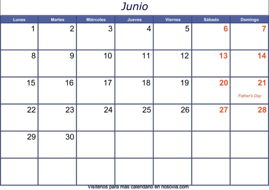 Calendario Junio 2020 Con Festivos Para Imprimir 0296