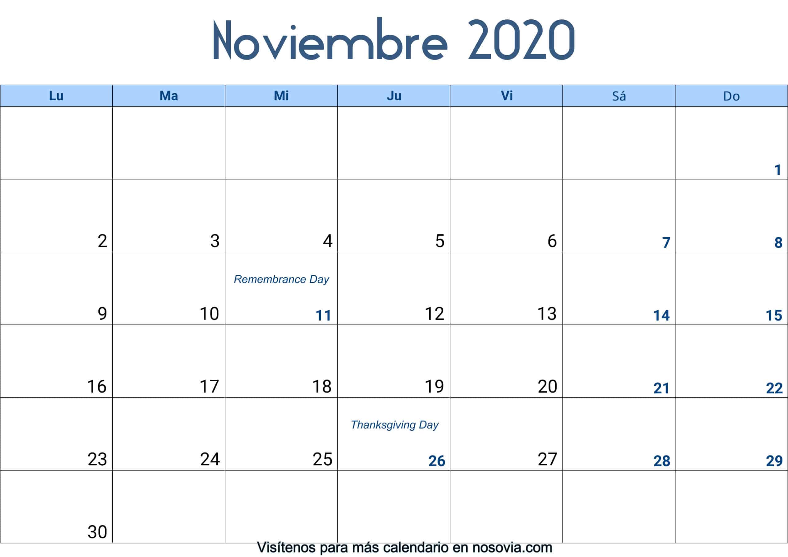 Calendario-noviembre-2020-Con-Festivos-Palabra